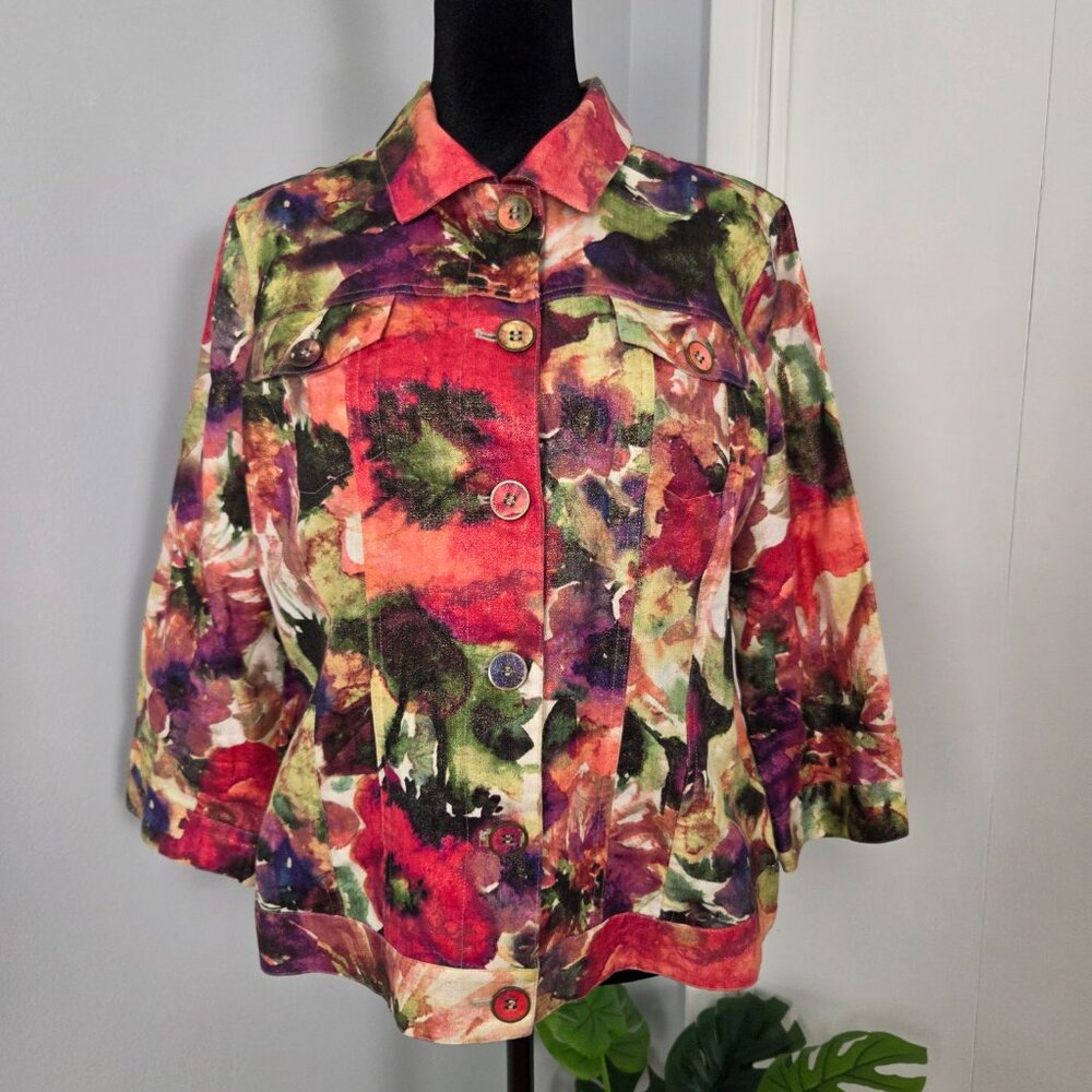 CHICO'S floral jacket 2 L